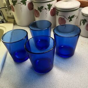 Four Vintage Libby Colbolt Blue 13oz Whiskey Glasses